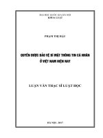 Quyền được bảo vệ bí mật thông tin cá nhân ở việt nam hiện nay 