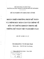 Hoàn thiện phương pháp kế toán và trình bày báo cáo tài chính về đầu tư chứng khoán trong hệ thống kế toán Việt Nam hiện nay