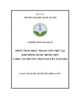 Phân tích thực trạng tồn trữ tại kho đông dược bệnh viện y học cổ truyền thái nguyên năm 2016 