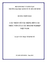 Các nhân tố tác động đến cấu trúc vốn của các doanh nghiệp việt nam 