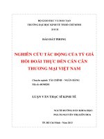 Nghiên cứu tác động của tỷ giá hối đoái thực đến cán cân thương mại việt nam luận văn thạc sĩ 