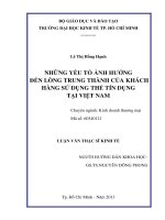 Những yếu tố ảnh hưởng đến lòng trung thành của khách hàng sử dụng thẻ tín dụng tại việt nam 