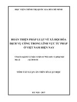 Hoàn thiện pháp luật về xã hội hóa dịch vụ công trong lĩnh vực tư pháp ở việt nam hiện nay tt