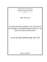 Quan hệ liên nhân chi phối các yếu tố ngôn ngữ của lời khen và sự hồi đáp lời khen trong các tác phẩm văn xuôi vũ trọng phụng 
