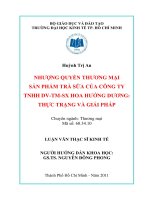 Nhượng quyền thương mại sản phẩm trà sữa của công ty TNHH DV TM SX hoa hướng dương  thực trạng và giải pháp