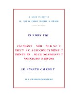 Các nhân tố ảnh hưởng đến cấu trúc vốn của các công ty niêm yết trên thị trường chứng khoán việt nam giai đoạn 2009 2011 