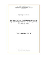 Các nhân tố ảnh hưởng đến xu hướng sử dụng dịch vụ dịch vụ internet banking tại Ngân hàng Thương mại Cổ phần Đại Á