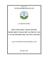 Phân tích thực trạng kê đơn thuốc bảo hiểm y tế ngoại trú tại trung tâm y tế thành phố thái nguyên năm 2016 