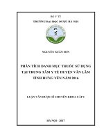 Phân tích danh mục thuốc sử dụng tại trung tâm y tế huyện văn lâm tỉnh hưng yên năm 2016 