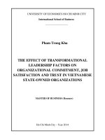 The effect of transpormational leadership factors on organizational commitment, job satisfaction and trust in vietnamese state owned organizations 