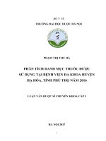 Phân tích danh mục thuốc được sử dụng tại bệnh viện đa khoa huyện hạ hòa, tỉnh phú thọ năm 2016 