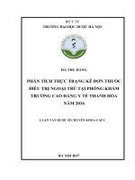 Phân tích thực trạng kê đơn thuốc điều trị ngoại trú tại phòng khám trường cao đẳng y tế thanh hóa năm 2016 