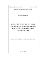 Quản lý xây dựng theo quy hoạch khu đô thị nam ga hạ long, phường hùng thắng, thành phố hạ long, tỉnh quảng ninh (tt) 