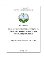 Khảo sát danh mục thuốc sử dụng tại bệnh viện đa khoa huyện vụ bản tỉnh nam định năm 2016 