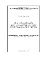 Tăng cường công tác quản lý ngân sách nhà nước huyện thanh ba, tỉnh phú thọ 