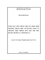 Năng lực viết tiếng việt của học sinh trường trung học cơ sở hua trai và trường phổ thông dân tộc nội trú huyện mường la tỉnh sơn la 