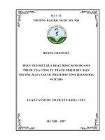 Phân tích kết quả hoạt động kinh doanh thuốc của công ty trách nhiệm hữu hạn thương mại và dược phẩm DOP tỉnh thanh hóa năm 2016 