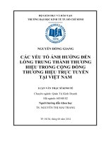 Các yếu tố ảnh hưởng đến lòng trung thành thương hiệu trong cộng đồng thương hiệu trực tuyến tại việt nam