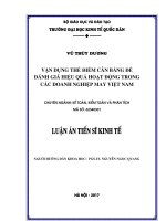 Vận dụng Thẻ điểm cân bằng để đánh giá hiệu quả hoạt động trong các doanh nghiệp May Việt Nam