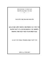 Quan hệ liên nhân chi phối các yếu tố ngôn ngữ của hành động cầu khiến trong truyện việt nam hiện đại 