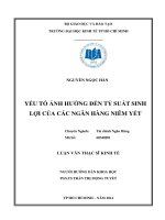 Yếu tố ảnh hưởng đến tỷ suất sinh lợi của các ngân hàng niêm yết 