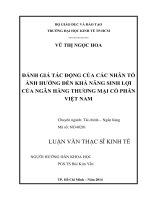 Đánh giá tác động của các nhân tố ảnh hưởng đến khả năng sinh lợi của ngân hàng thương mại cổ phần việt nam
