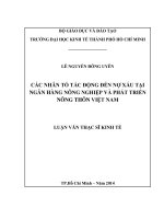 Các nhân tố tác động đến nợ xấu tại ngân hàng nông nghiệp và phát triển nông thôn việt nam   lê nguyễn đông uyên 
