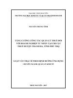 Tăng cường công tác quản lý thuế đối với doanh nghiệp tư nhân tại chi cục thuế huyện thanh ba, tỉnh phú thọ 