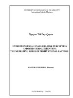 Entrepreneurial enablers, risk perception and behavioral intention  the mediating roles of motivational factors 