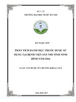 Phân tích danh mục thuốc được sử dụng tại bệnh viện sản nhi tỉnh ninh bình năm 2016 