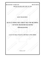 Quản lý chống thất thoát thất thu hệ thống cấp nước thành phố hải dương, tỉnh hải dương (tt) 