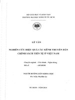 Nghiên cứu hiệu quả các kênh truyền dẫn chính sách tiền tệ ở việt nam 