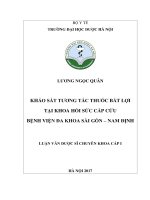 Khảo sát tương tác thuốc bất lợi tại khoa hồi sức cấp cứu bệnh viện đa khoa sài gòn   nam định 
