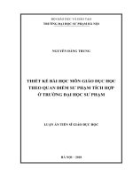 Thiết kế bài học môn Giáo dục học theo quan điểm Sư phạm tích hợp ở trường Đại học Sư phạm (LA tiến sĩ)