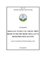 Khảo sát tương tác thuốc trên bệnh án nội trú bệnh viện lao và bệnh phổi thái nguyên 