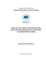 Phân tích các nhân tố ảnh hưởng đến mức tiêu dùng rượu bia của người dân tại thành phố tây ninh