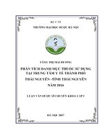 Phân tích danh mục thuốc sử dụng tại trung tâm y tế thành phố thái nguyên  tỉnh thái nguyên năm 2016 