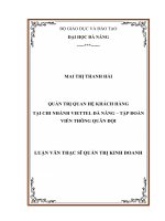Quản trị quan hệ khách hàng tại chi nhánh viettel đà nẵng – tập đoàn viễn thông quân đội