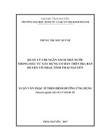 Quản lý chi ngân sách nhà nước trong đầu tư xây dựng cơ bản trên địa bàn huyện Võ Nhai, tỉnh Thái Nguyên