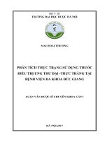 Phân tích thực trạng sử dụng thuốc điều trị ung thư đại   trực tràng tại bệnh viện đa khoa đức giang 