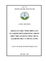 Khảo sát độc tính trên gan của bệnh nhân khi dùng thuốc điều trị lao bằng phác đồ IA tại bệnh viện 71 trung ương 