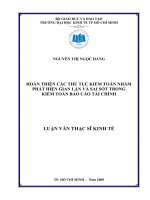 Hoàn thiện các thủ tục kiểm toán nhằm phát hiện gian lận và sai sót trong kiểm toán báo cáo tài chính 