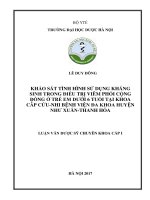 Khảo sát tình hình sử dụng kháng sinh trong điều trị viêm phổi cộng đồng ở trẻ em dưới 6 tuổi tại khoa cấp cứu   nhi bệnh viện đa khoa huyện như xuân   thanh hóa 