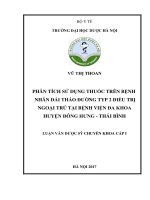 Phân tích sử dụng thuốc trên bệnh nhân đái tháo đường typ 2 điều trị ngoại trú tại bệnh viện đa khoa huyện đông hưng   thái bình 