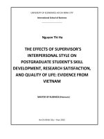 The effect of supervisor''s interpersonal style on postgraduate student''s skill development, research satisfaction, and quality of life_ evidence from Vietnam