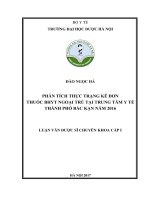 Phân tích thực trạng kê đơn thuốc bảo hiểm y tế ngoại trú tại trung tâm y tế thành phố bắc kạn năm 2016 