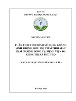 Phân tích tình hình sử dụng kháng sinh trong điều trị viêm phổi mắc phải ở cộng đồng tại bệnh viện đa khoa thị xã phú thọ 