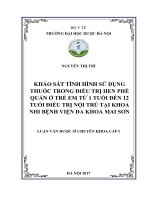 Khảo sát tình hình sử dụng thuốc trong điều trị hen phế quản ở trẻ em từ 1 tuổi đến 12 tuổi điều trị nội trú tại khoa nhi bệnh viện đa khoa mai sơn 