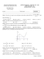Đề kiểm tra trắc nghiệm toán 12 có đáp án hướng dẫn giải