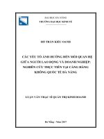 Các yếu tố ảnh hưởng đến mối quan hệ giữa người lao động và doanh nghiệp nghiên cứu thực tiễn tại cảng hàng không quốc tế đà nẵng